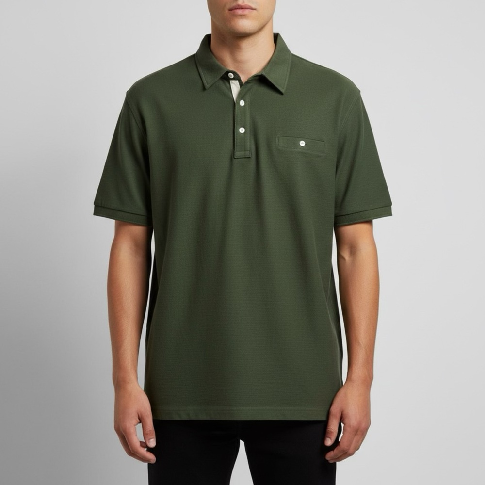 NWT Jachs Dark Green Plus Size Polo Shirt‎ Cotton Smart Casual Men